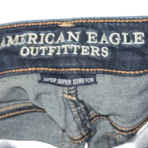 American Eagle Dark Wash Mid Rise Super Stretch Denim Jegging Ladies Size 4 - Picture 2 of 12